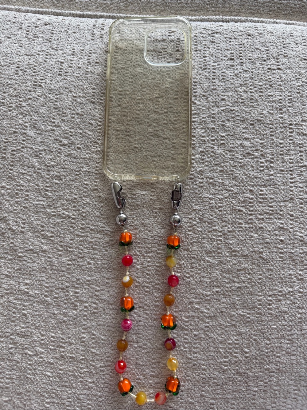 Ossa Beaded Phone Strap Case - Clear case with Multicolor Beads